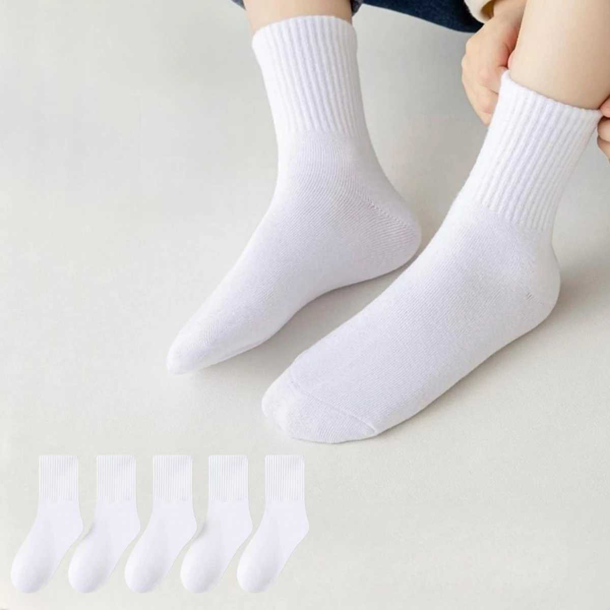 5 pairs of children boys and girls return to school with solid color black and white uniforms crew socks childrens JK Harajuku preparatory style W2408