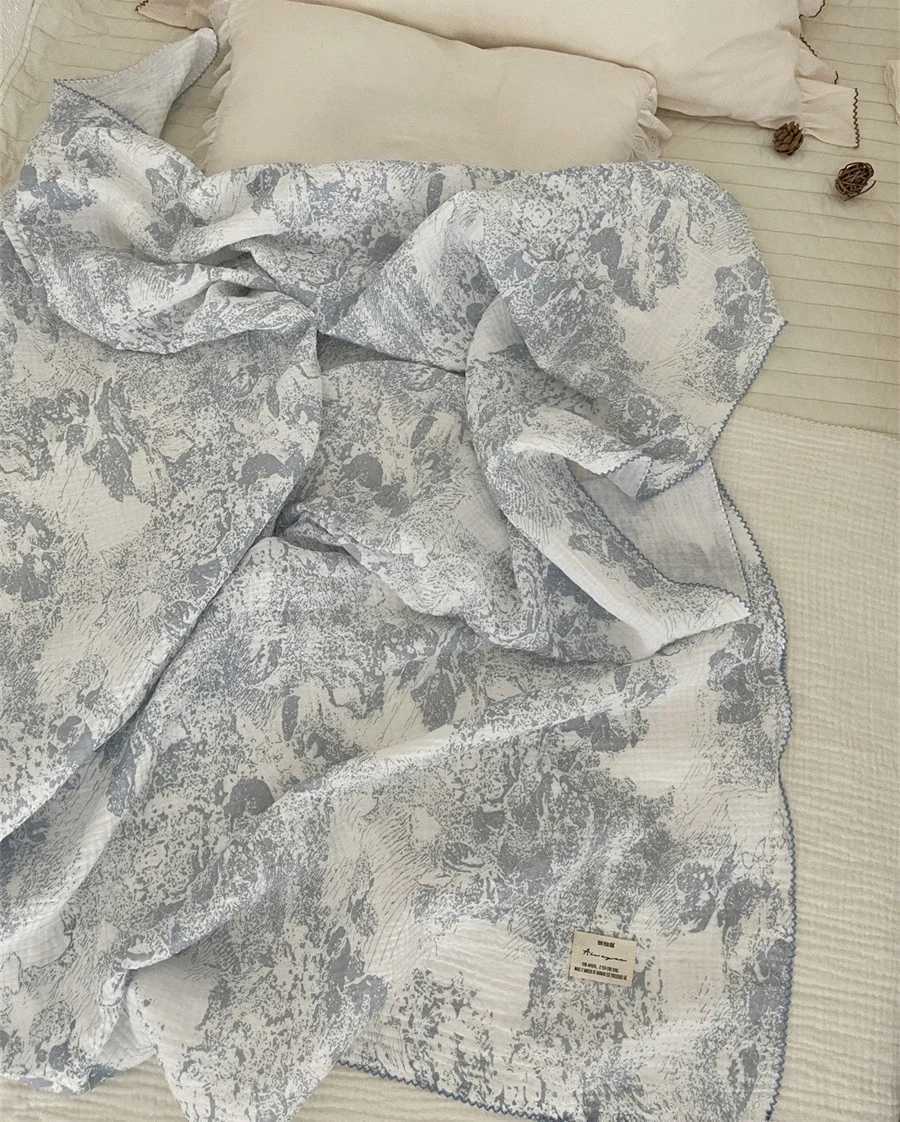 Floral Muslin Swaddle Blanket 100% Cotton Baby Bath Towel Wrap Muslin Swaddle Blankets Newborn Muslin Blankets Soft Waxy Blanket Y240815