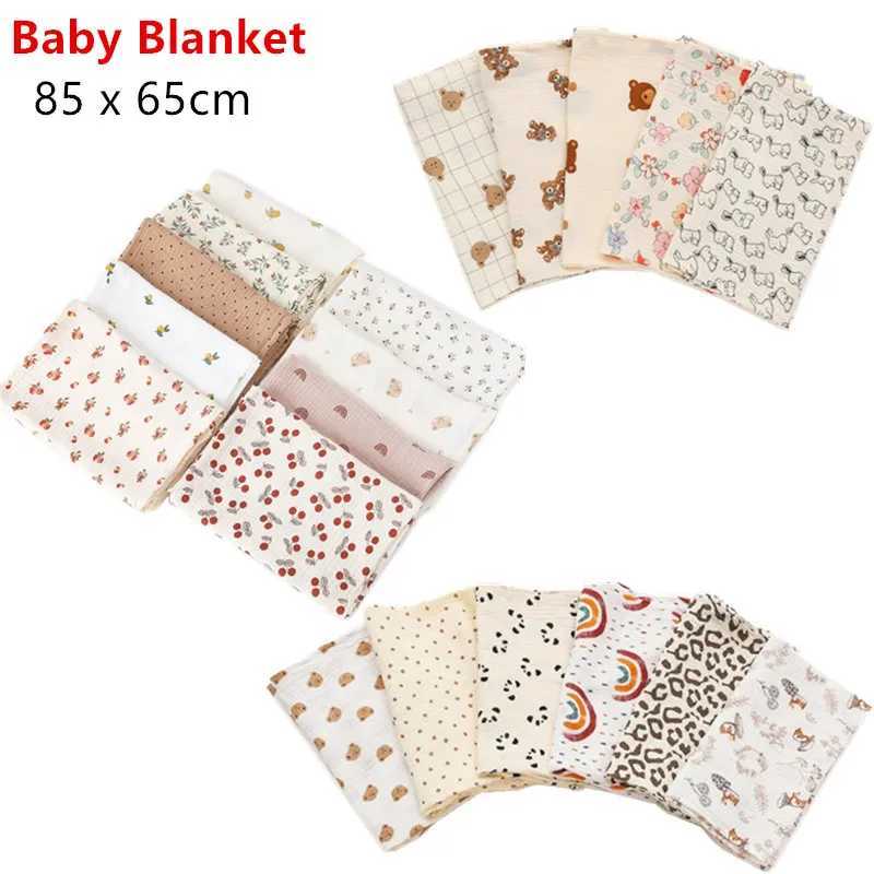 1Pc 85x65CM Upgraded Swaddle Blanket Cotton Muslin Blankets for Girls Boys Baby Receiving Y240815