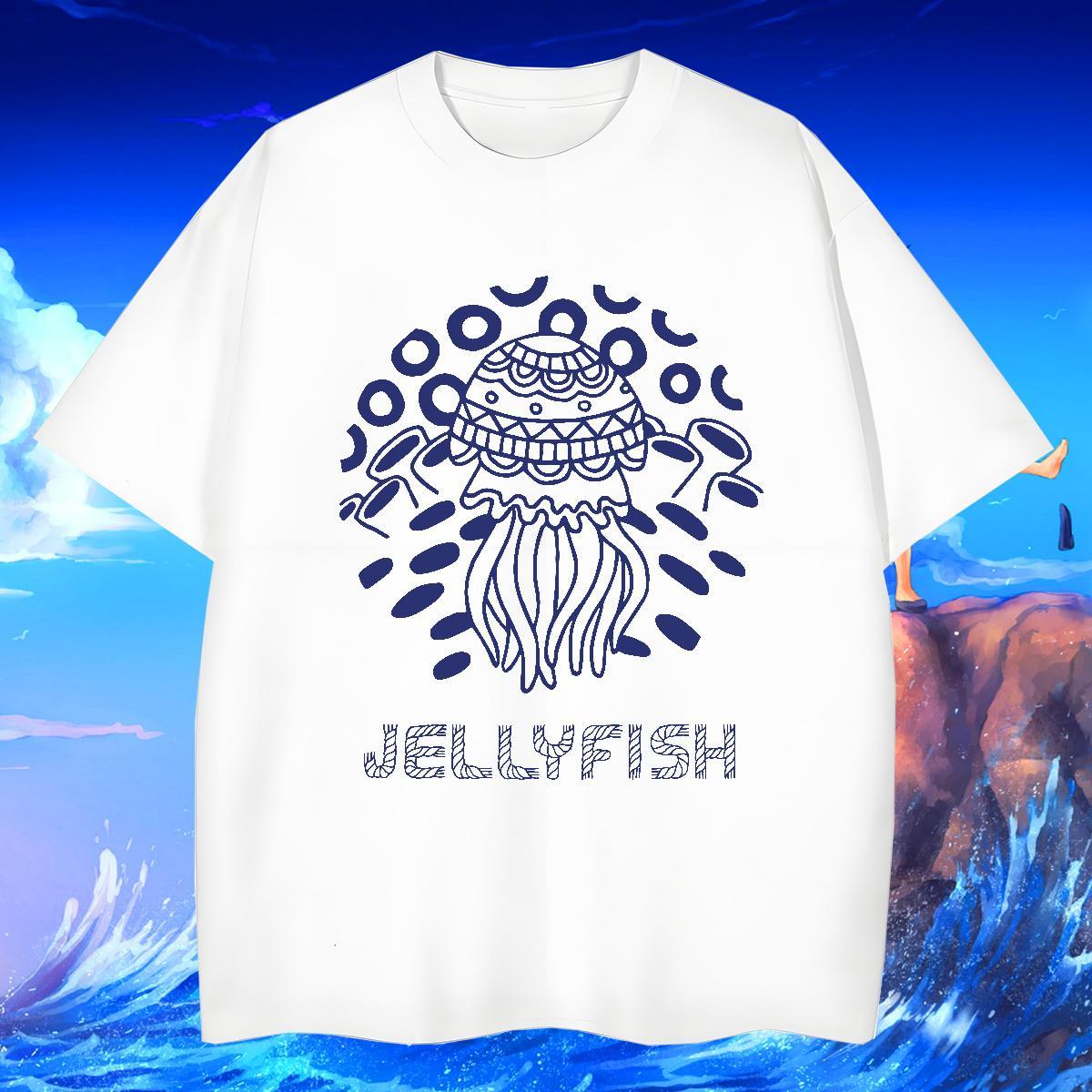 Man T Shirts 230g 100% Cotton jellyfish Beach Breathable Soft Custom Print Plus Size Men Tees 2024 New Comfortable Polos