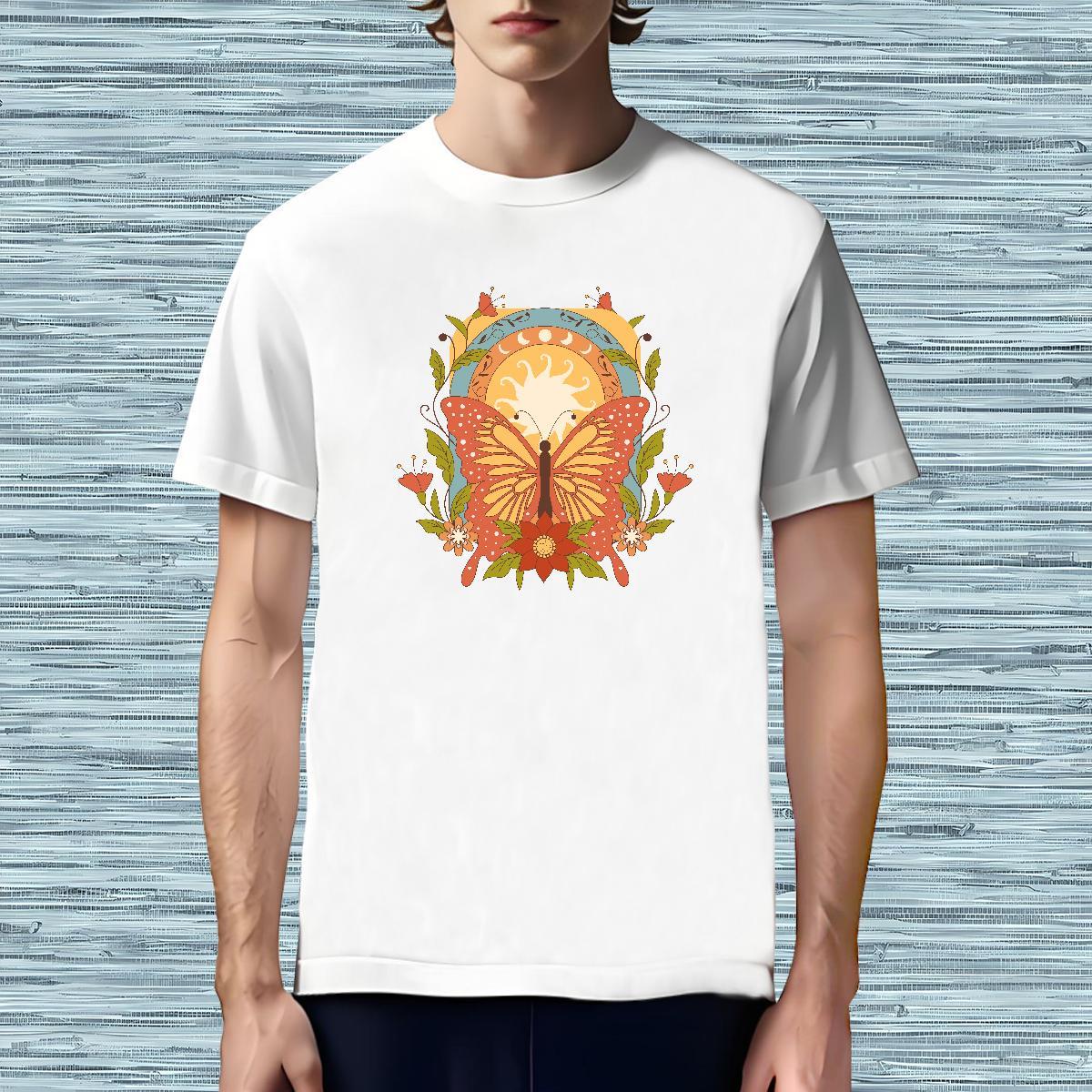 Wholesale Mens T Shirts Butterfly Round Neck Short Sleeve Street Casual Oversized 100% Cotton 230g Tshirts Stylist Clothings