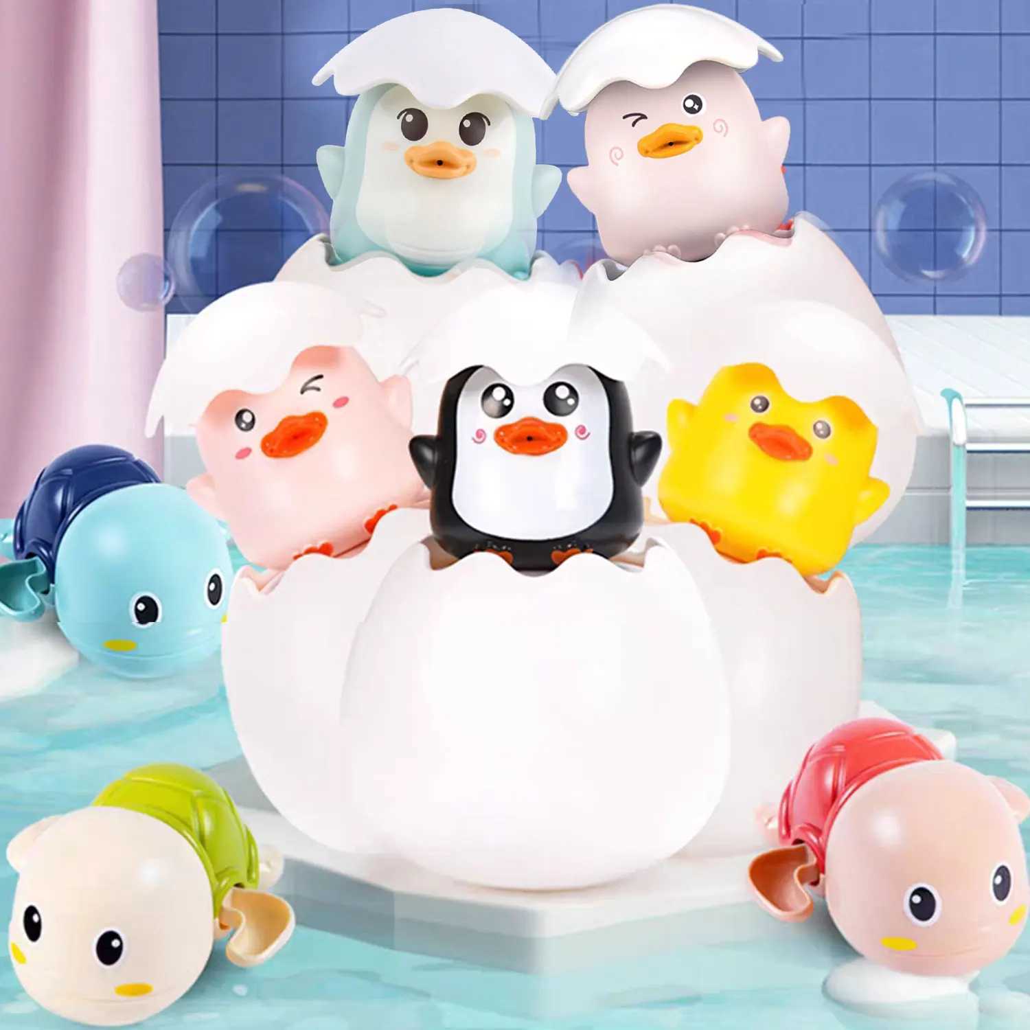Baby bath toys animal series childrens water toys penguin turtle dolphin plastic toys bathroom water gun shower toysW240814