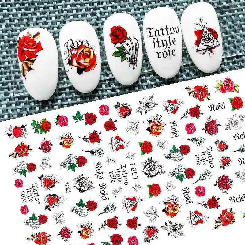 New Rose Flower 3D Nail Sticker Accesories Nail Art Decoration Self-pressing On Manicure Sticker Ladies Manicure Supplies DecalsXJ240814