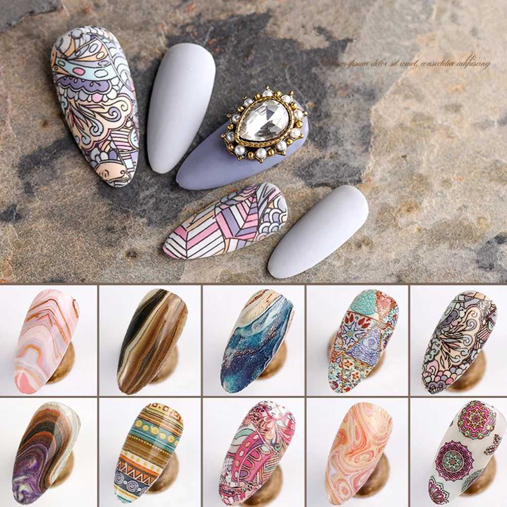 100 Patterns Animal Nail Foils for Transfer Paper Stickers Sliders Adhesive Nails Wraps DIY Water Marble Nail Art DecorationsXJ240814