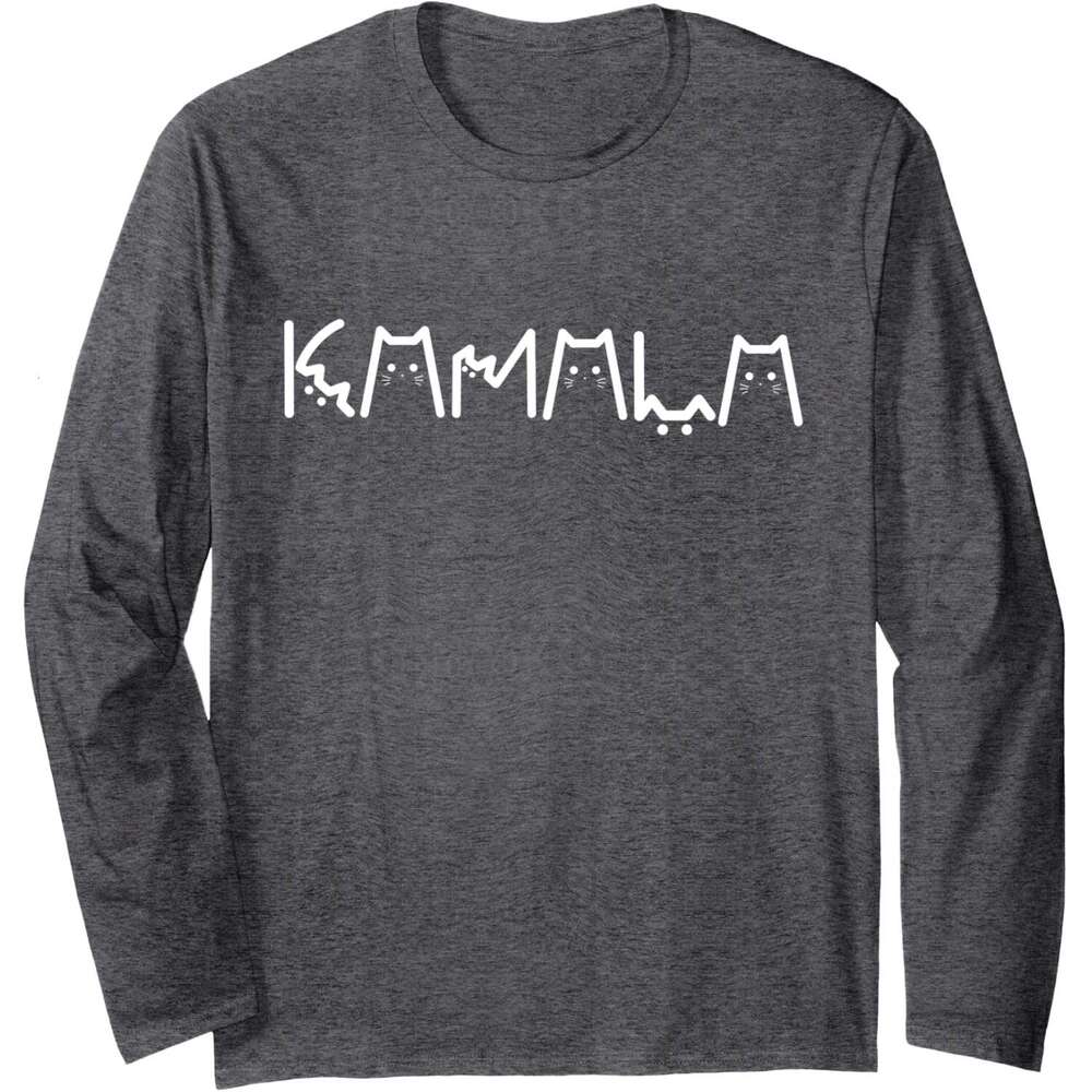Long Sleeve Shirts For Men Sweatshirt Kamala Cat Letter Font Graphic Tee Streetwear Casual Tops Clothes sweatshirts