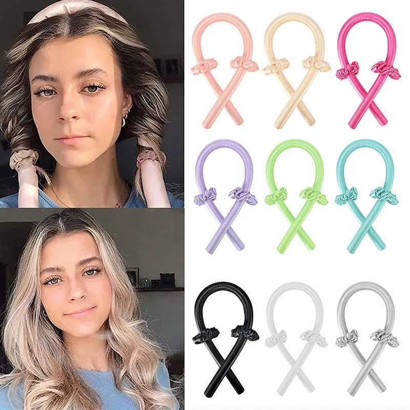Non thermal curling headband with silk curling ribbon hair curler sleep soft headband lazy hair curler hair styling tool W240814