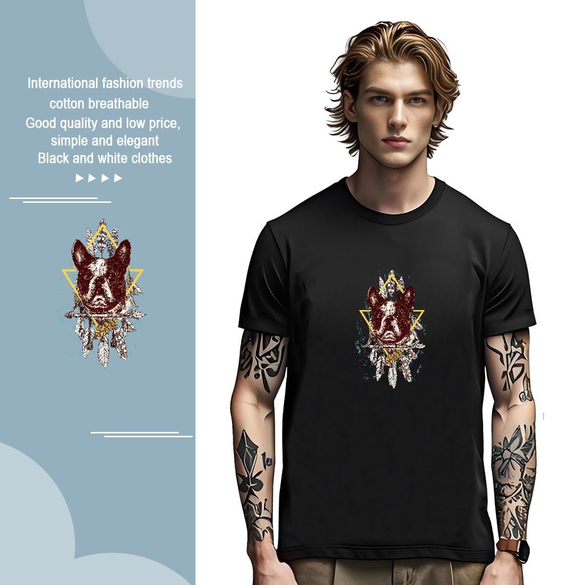 High Quality Mens T Shirts dog O-Neck Short Sleeve Casual Black White 100% Cotton 230g Men Tees New Arrival Polos