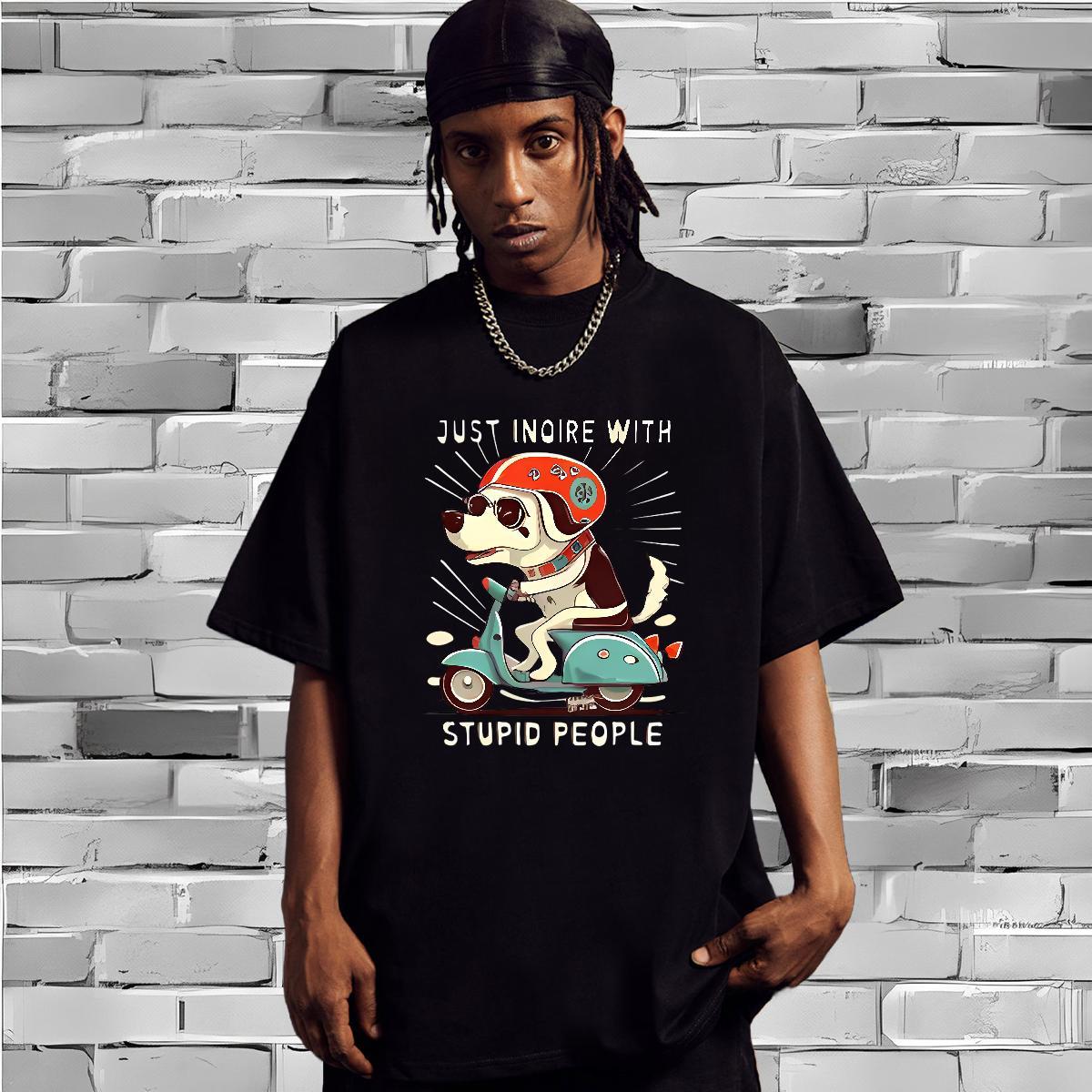 Unisex Men T Shirts dog Round Neck Short Sleeve Casual Plus Size Cartoon 230g 100% Cotton Tshirts 2024 DIY Top Tees