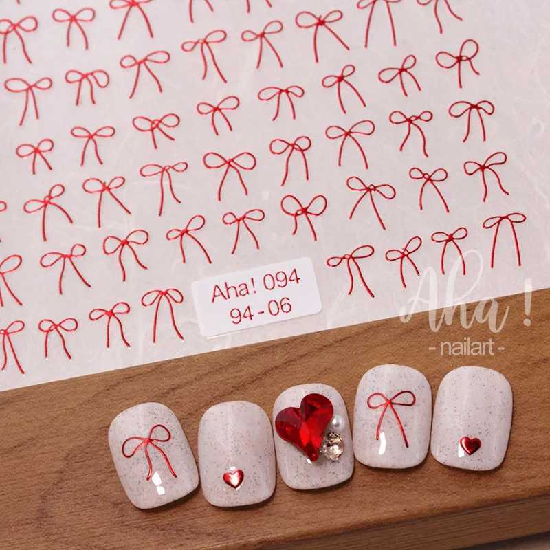 1pcs 3D Japanese Mini Bow Nail Art Stickers Fashion Cartoon Sale Black White Ribbon Nail Decoration Decals DIY Nail AccessoriesXJ240814