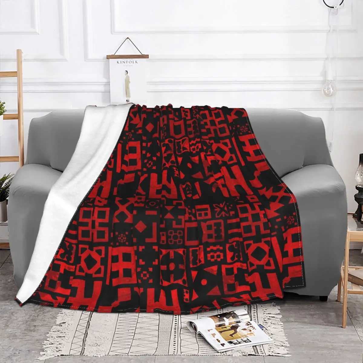 Angry Geometry Dash Blanket Fleece Winter Cartoon Anime Breathable Lightweight Throw Blanket for Sofa Office Plush Thin Quilt Y240815