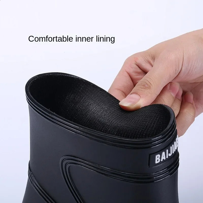 Mens mid pipe waterproof boots fashionable construction site anti slip rubber shoes summer fishing girls waterproof mens waterproof boots 240821