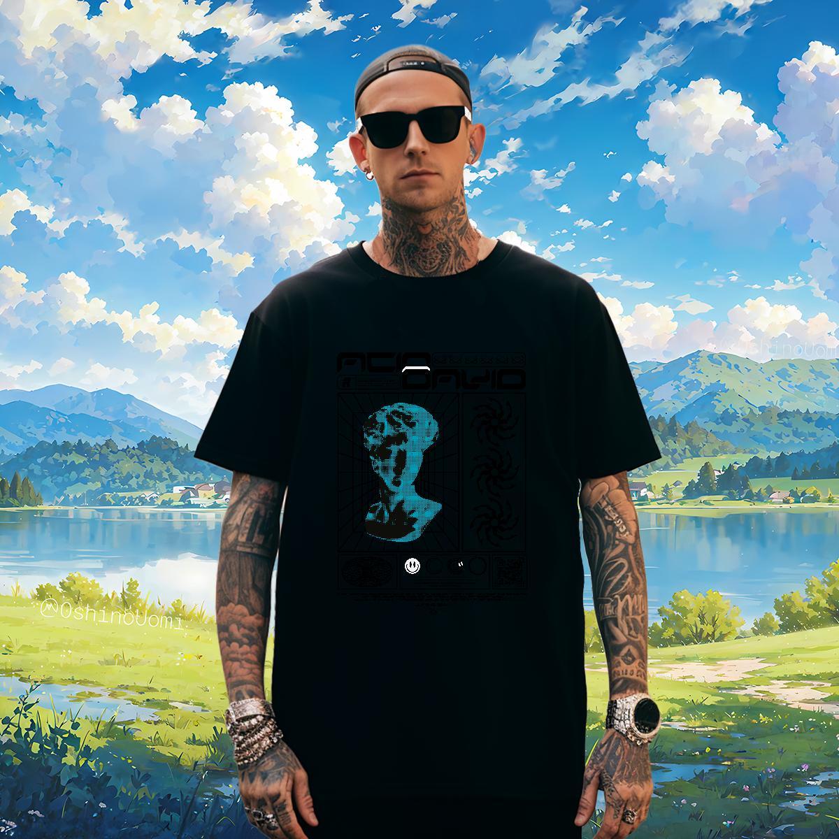 T Shirts Men 100% Cotton 230g painting Sport Short Sleeve Soft Custom Cartoon Mens Tshirts Fashion New Cool Design Tops