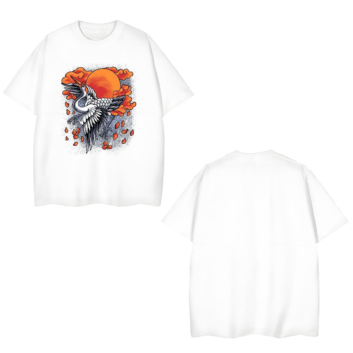 Comfortable T shirt eagle O Neck Short Sleeves Home Outdoor Cartoon Print 230g Cotton Men Tops Tees Fashion Designer Polos