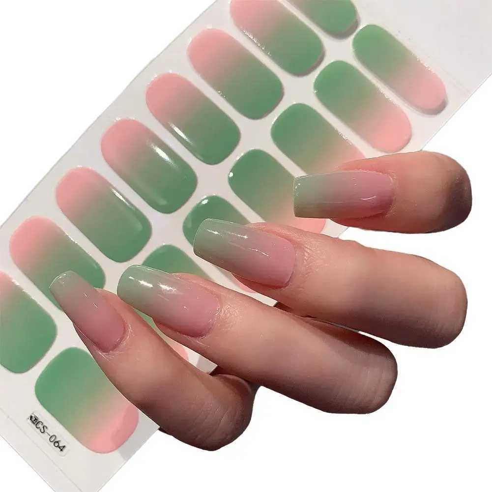 17Colors Hot Semi-cured Gel Nail Stickers Solid Color Nail Semi-baked Paste Decals UV Lamp Need Tips Full Nail for Women hotXJ240814