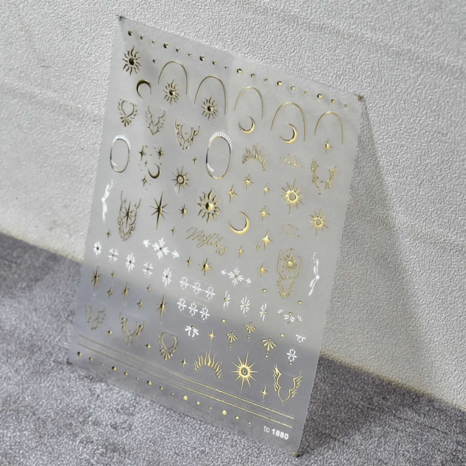 Bronzing Heart Stickers for Nails Sliver Gold Laser Sun Star Moon Adhesive Sliders DIY Art Accessories Stickers for NailsXJ240814
