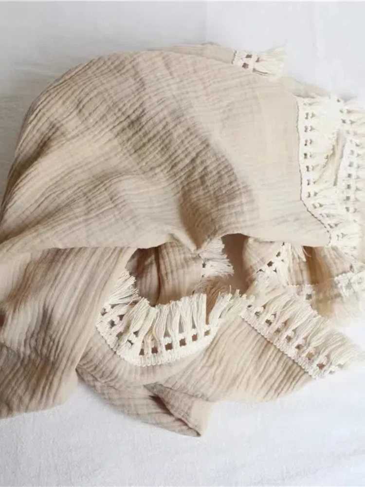 Embroidered Custom Name Cotton Muslin Swaddle Blankets for Newborn Baby Tassel Receiving Blanket Personalized Baby Name Blanket Y240815