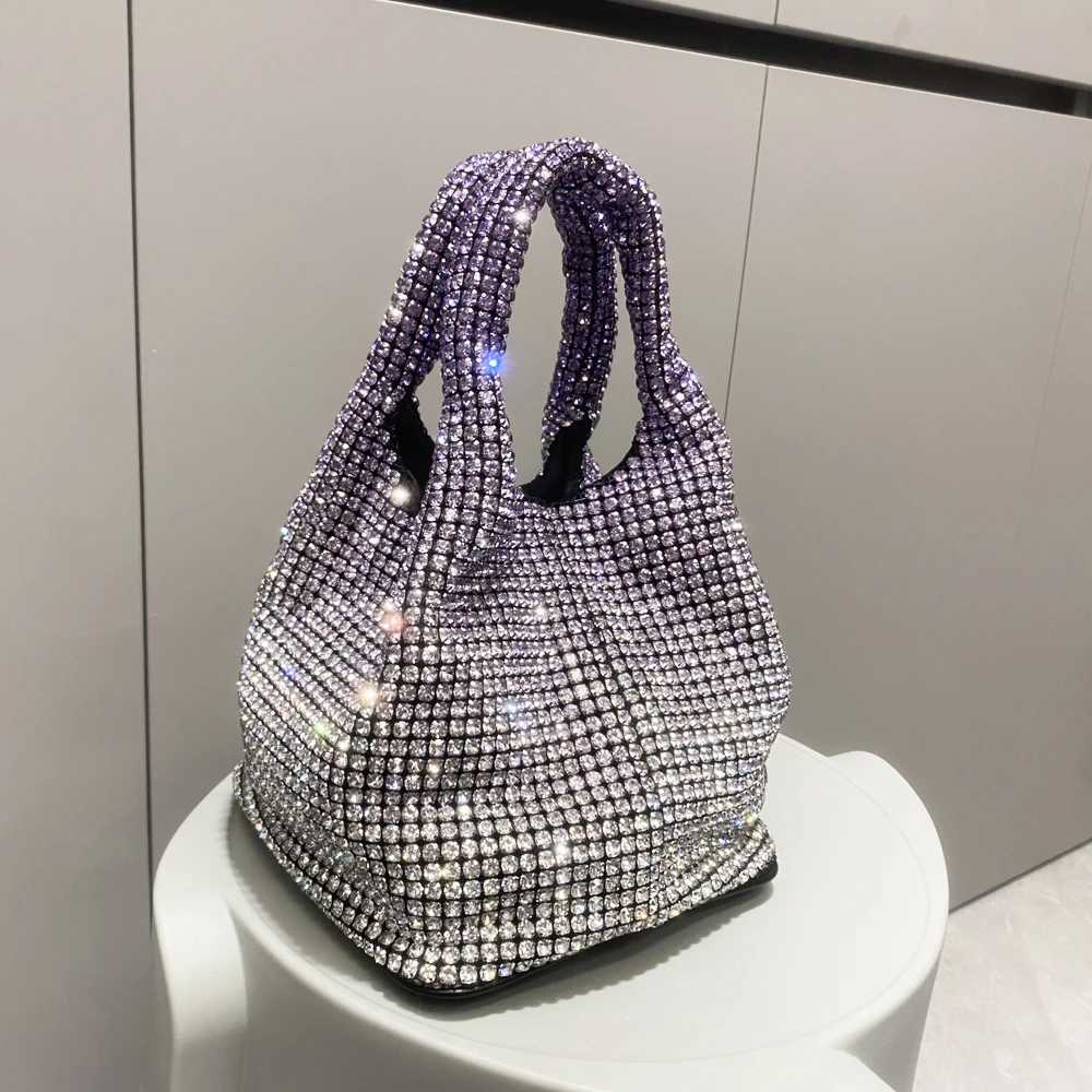 New Arrival Handle Rhinestones Evening Clutch Bag Purses And Handbag Luxury Designer Hobo Shoulder Bag Shiny Crystal Clutch Purse Bucket Bag T250227