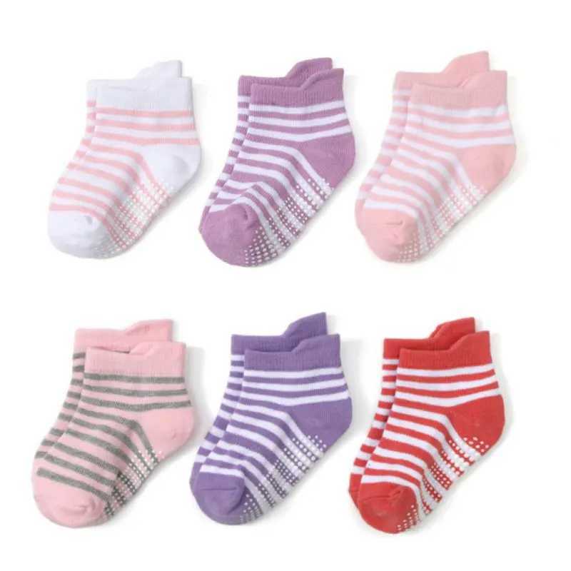 6 pairs/batch of anti slip ankle socks for children aged 0-7 low cut socks for boys and girls rubber floor socks for boys and girls W240814