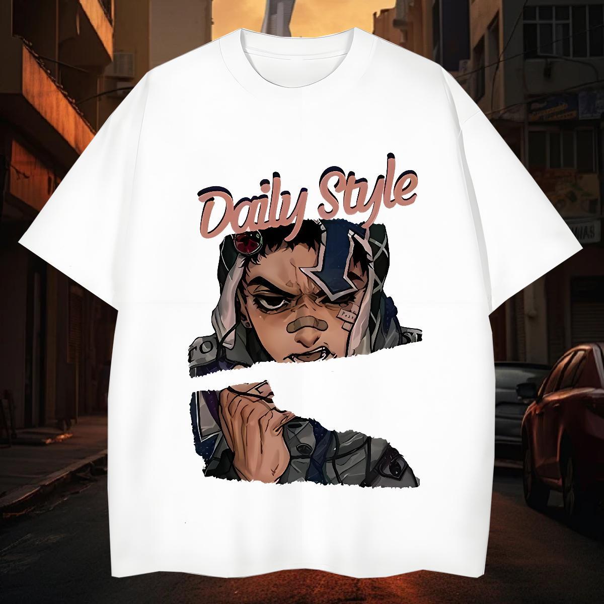 Men T Shirts 230g 100% Cotton portrait High Street Hip Hop Breathable Crew Neck Plus Size Cartoon Men Tshirts Classic Casual High Quality Clothes