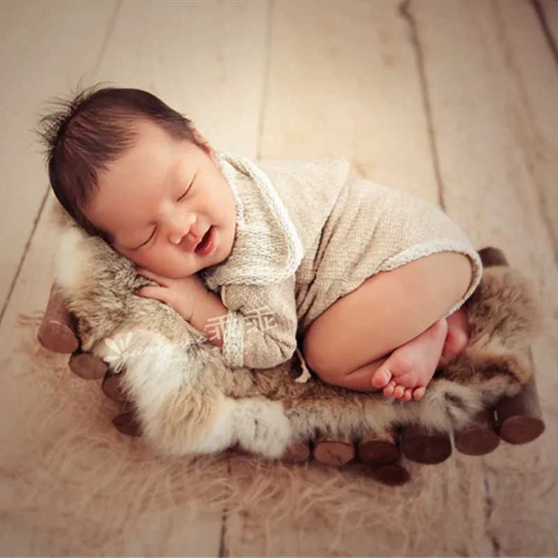 Newborn rabbit fur for baby photography propsbasket filler cushion blanket Y240815