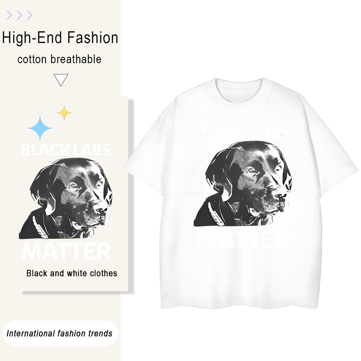 Wholesale Tshirts Street Casual 100% Cotton 230g Custom Cartoon O-Neck Short Sleeve dog T shirt Classic Polos