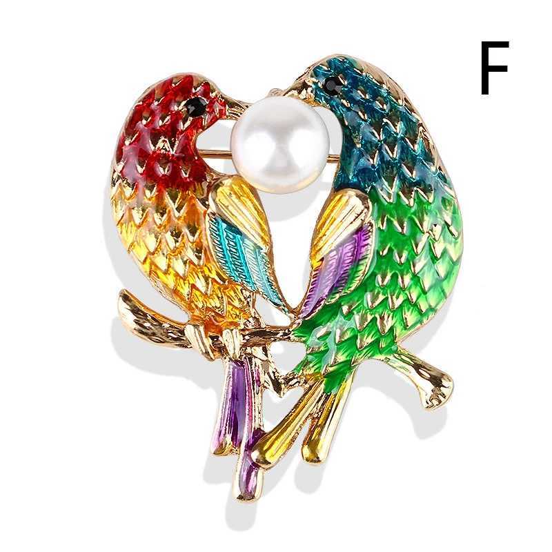 Multi colored bird brooch female flamingo phoenix Mandarin duck animal brooch jewelry accessories enamel crystal bird brooch W240815