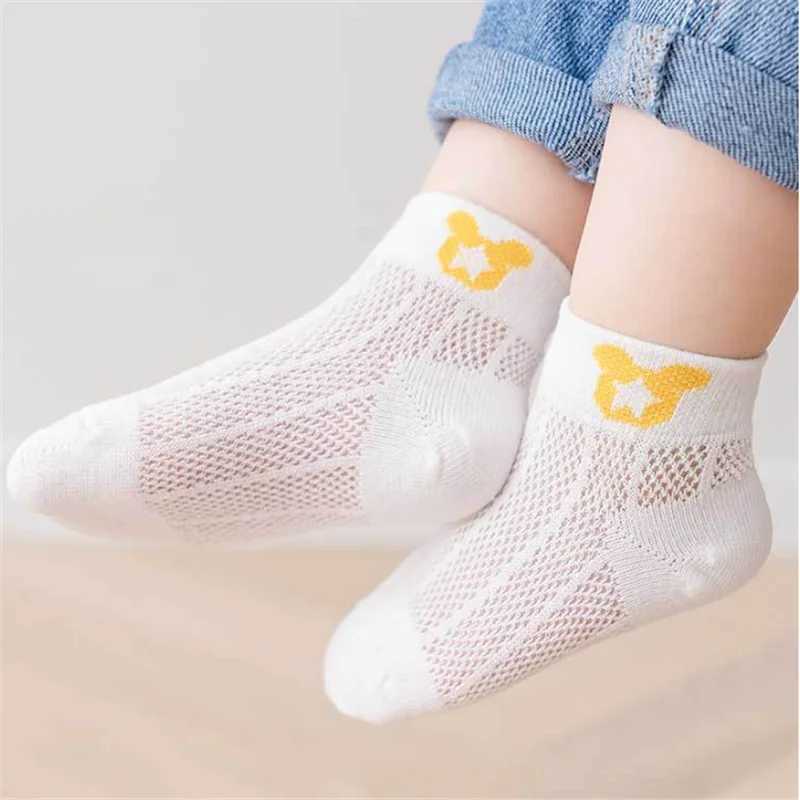 5 pairs of summer cotton childrens socks cute cartoon thin mesh baby short socks dinosaur bear childrens socks boys and girls cheap items W240814