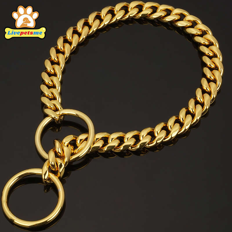 Gold Dog Chain, Stainless Steel Dog Collar Choker, Luxury Designer, Walking And Traning Metal Necklace For Small And Medium Dogs Zozostore