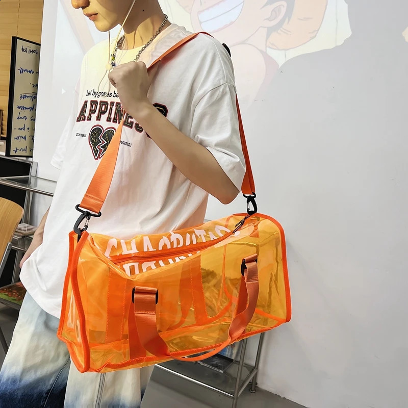 Large Capacity Travel For Women And Men High Quality PVC Transparent Shoulder Crossbody Waterproof Clear Sport Bag Male 240815
