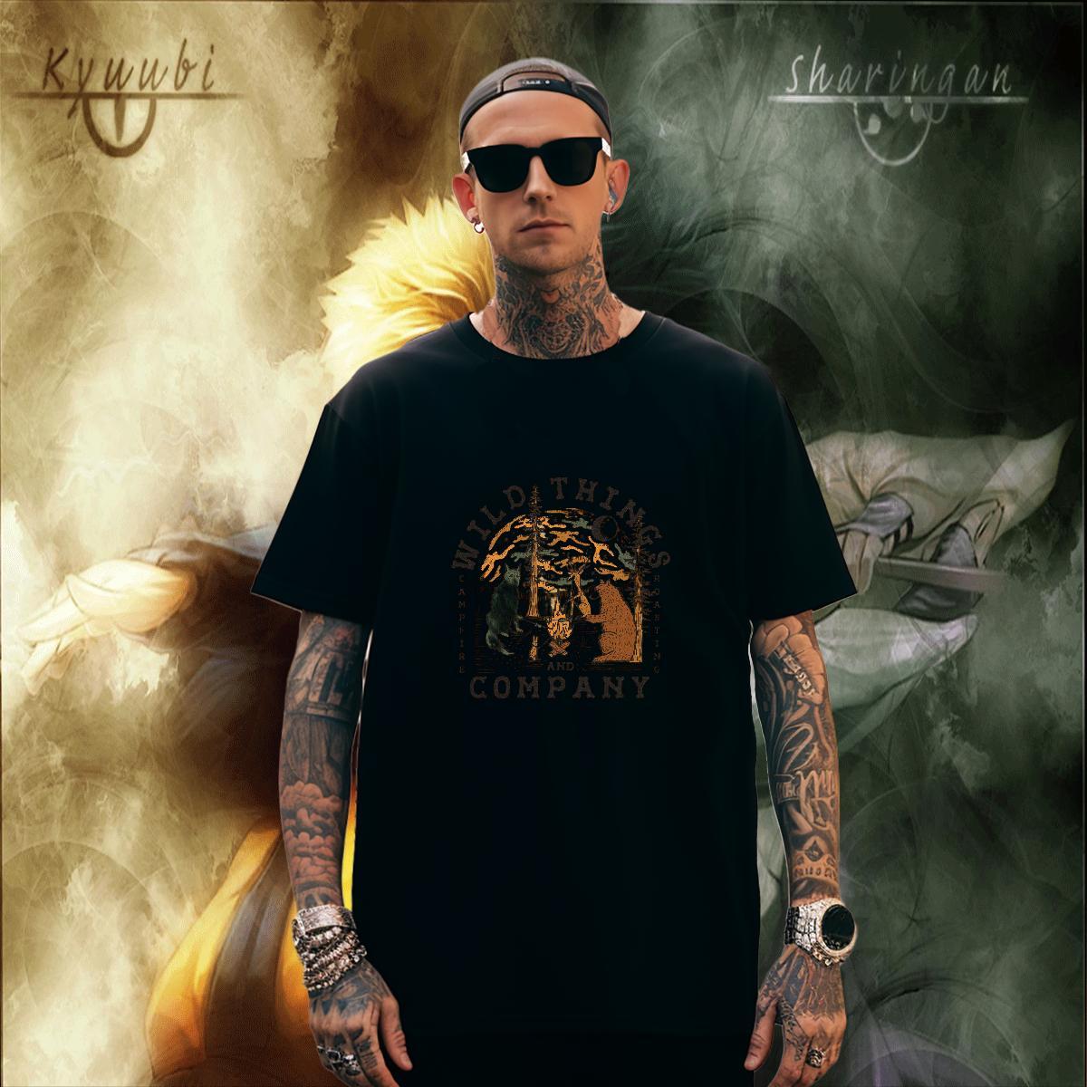 Designer tree T-Shirts Anime Printing Street Tshirts 230g Pure Cotton Brand Crew Neck Customized Print Clothings