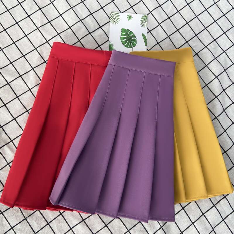 Women's Purple Clothes Korean Stylish Fashion Summer High Waist Mini Pleated Falda Negra Short Skirts For School Girls
