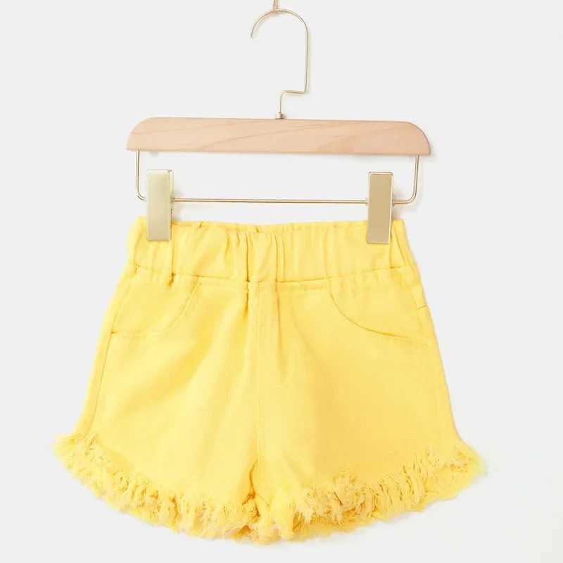 Summer fashion colorful summer trend pants suitable for small fashionistas denim shorts suitable for girls 3-12 W240813