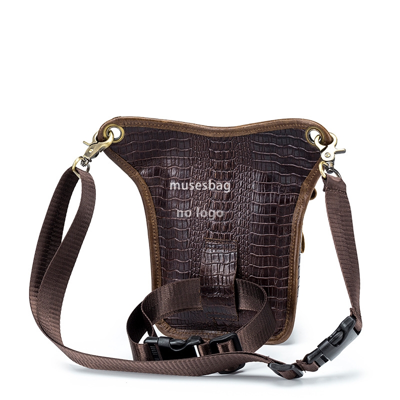 First layer cowhide men's motorcycle leg bag retro alligator leather motorcycle riding waist hanging bag