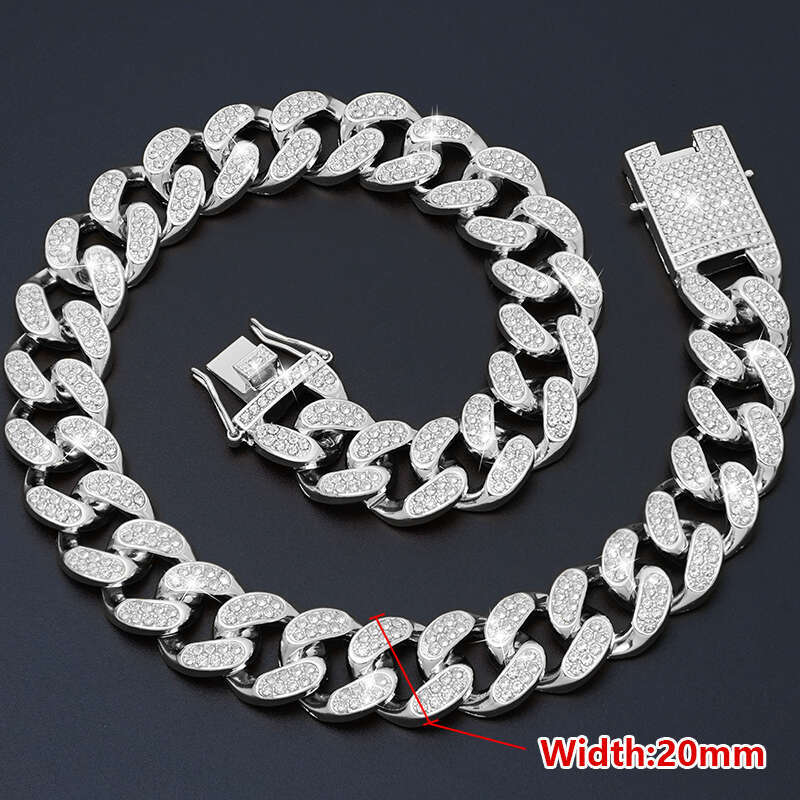Jewelry Gold Dog Chain Cuban Collar With Secure Buckle For Small Medium And Large Dogs 20Mm Pets Collars Necklace With Diamond Zozostore