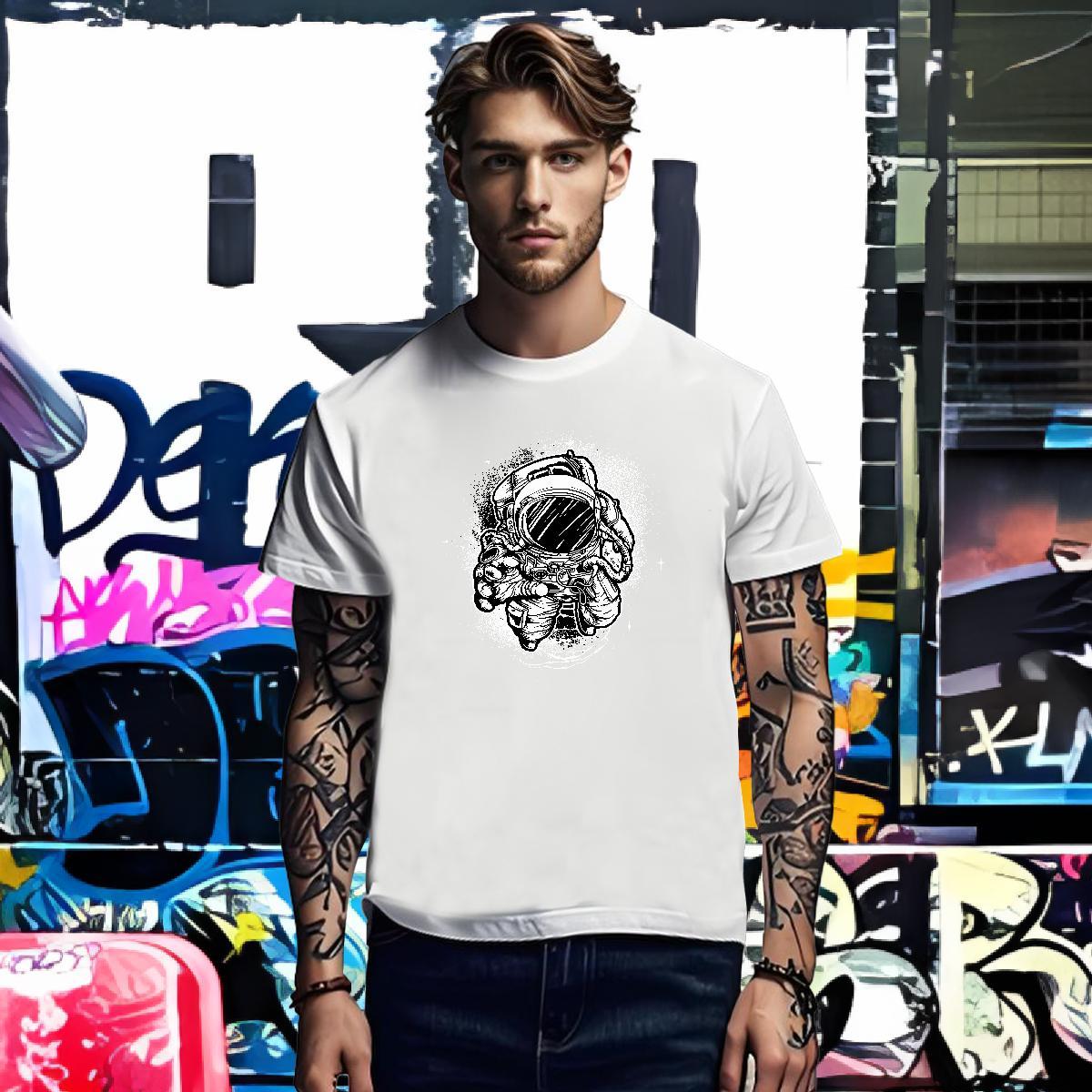T Shirts Men 100% Cotton 230g cosmonaut Outdoor Breathable Short Sleeve DIY Logo Oversized Men Clothes T-Shirt Fashion Design TOP Quality Tees Shirts