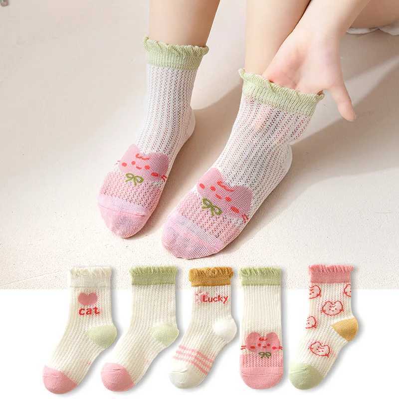 5 pairs of childrens socks for 0-12 years old spring and summer baby socks for boys and girls cotton mesh breathable thin soft clothing accessories W2