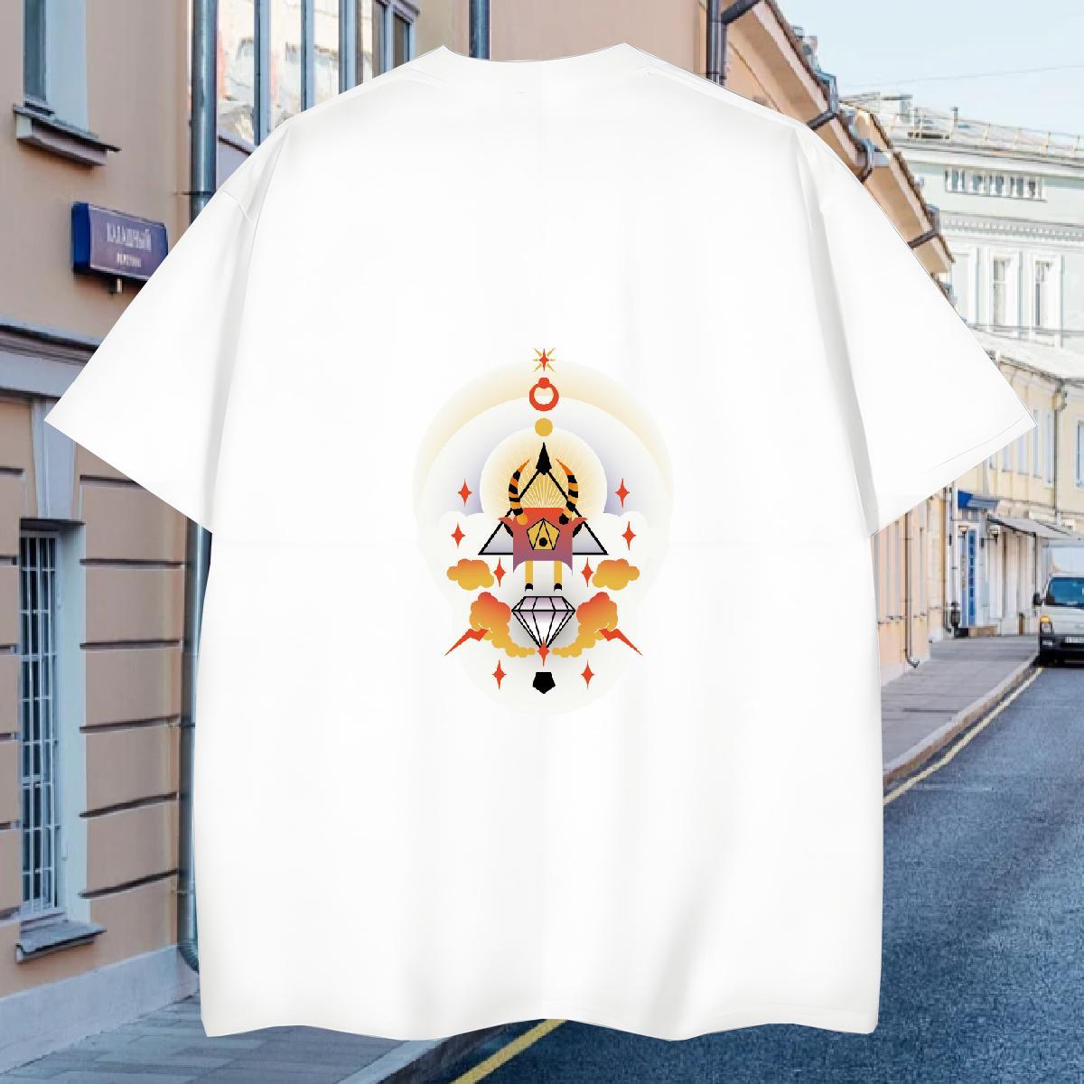 T shirt 230g 100% Cotton icon High Street Hip Hop O-Neck Short Sleeve Custom Cartoon Men Clothes T-Shirt Fashion Popular Tees