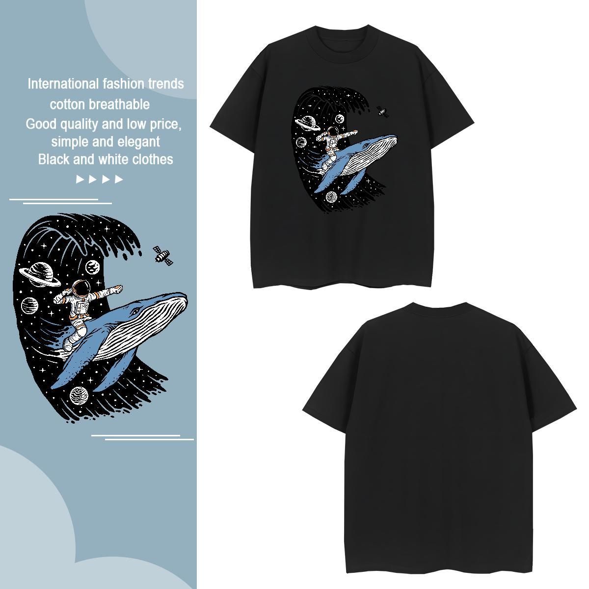 Man T Shirts 230g Cotton cosmonaut Anime Printing Street Round Neck Short Sleeve Custom Anime Couples T Shirts 2024 Designer Free Shipping Wear