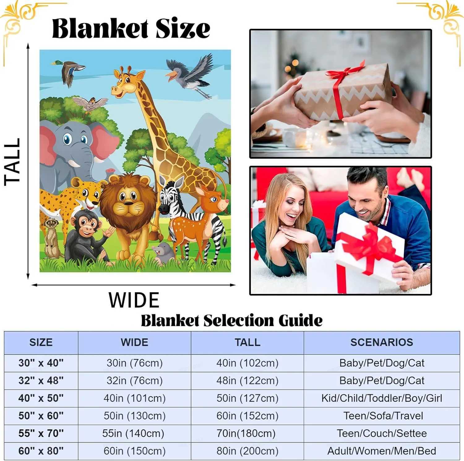 Jungle animal blanket jungle animal childrens wool blanket soft and comfortable flannel blanket giraffe elephant lion Y240815