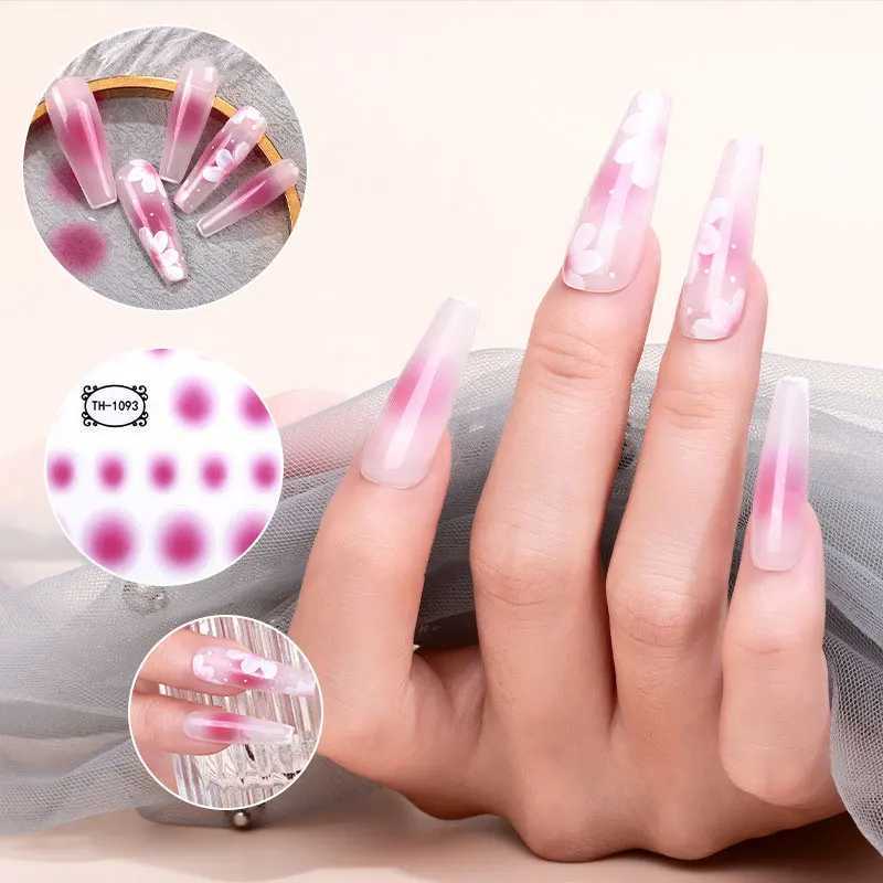 3D Jelly Red Pink Gradient Nail Sticker Blush Sliders Cute Nail Design Japanese Style Translucent Gel Polish Wraps DecalXJ240814