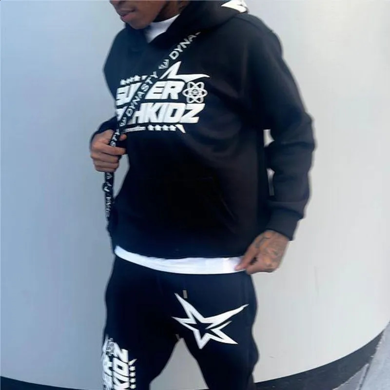 Zip Hoodie Stars Print goth Punk Sweatshirt Mens hoodies Sport Coat Pullover Gothic Long Sleeve Oversized hoodie Y2k jacket emo 240809