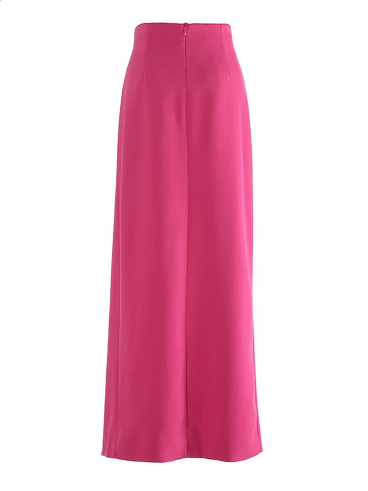 VGH Solid Patchwork Appliques Temperament Skirts For Women High Waist Spliced Zipper Slimming Long Skirt Female Fashion Style 240815