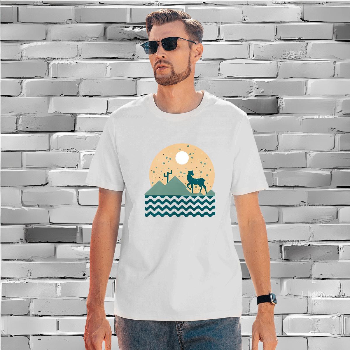 Designer Men T Shirts Deer Short Sleeve O-Neck Casual Daily Wear Custom Print Plus Size 230g Pure Cotton Mens Tshirts Wholesale Polos