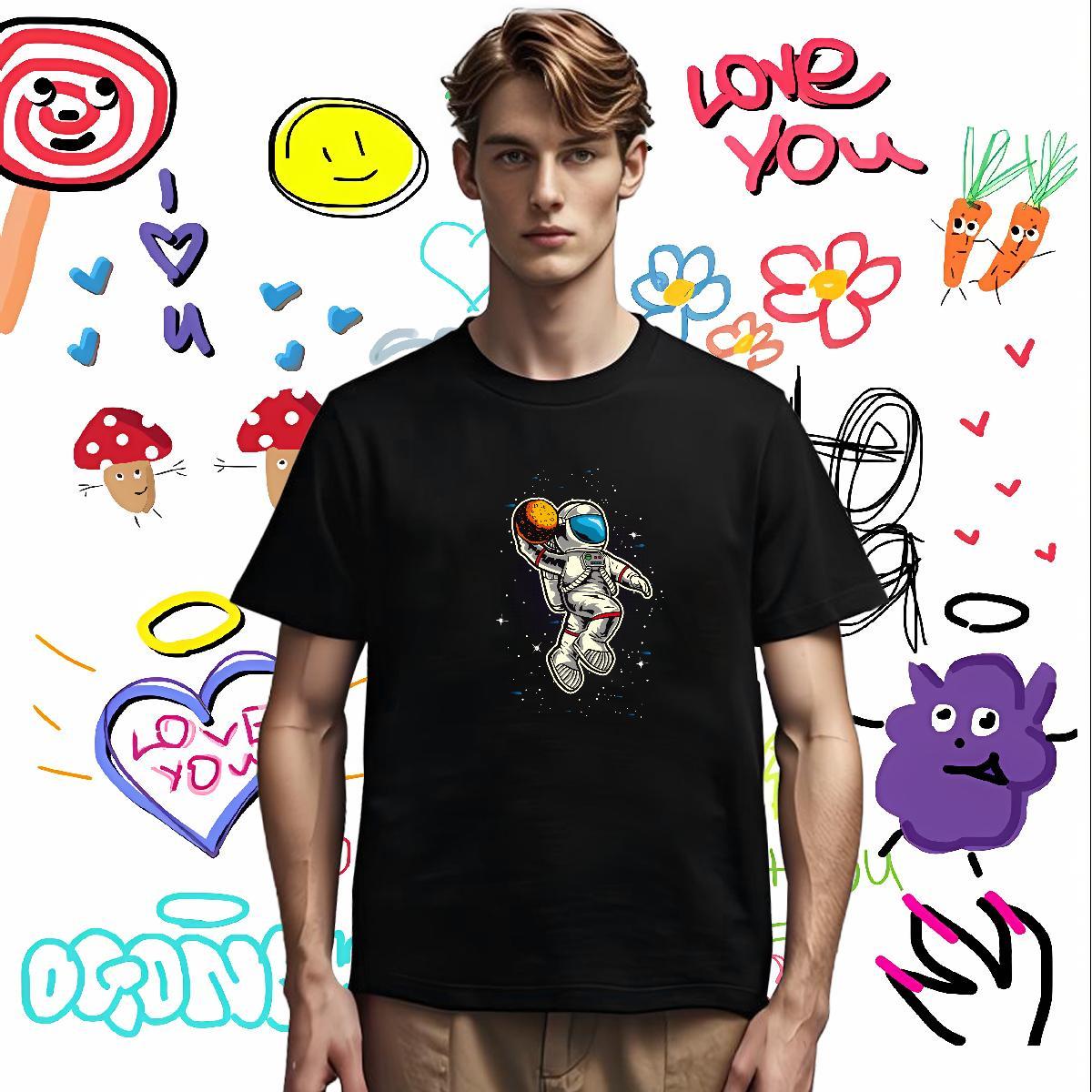 Mens T Shirts 230g 100% Cotton universe Street wear Hip Hop Breathable Soft Custom Printing Men Tops Tees Casual New Loose Fit Tee Shirt