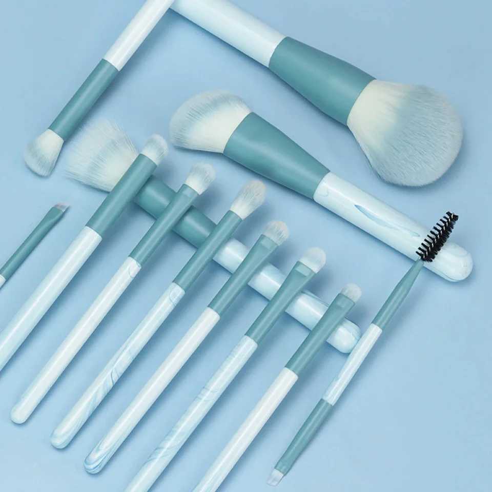 Makeup brush set 12 pieces of blue concealer brush powder blusher powder brush eye shadow basic brush cosmetics beauty tools W240814