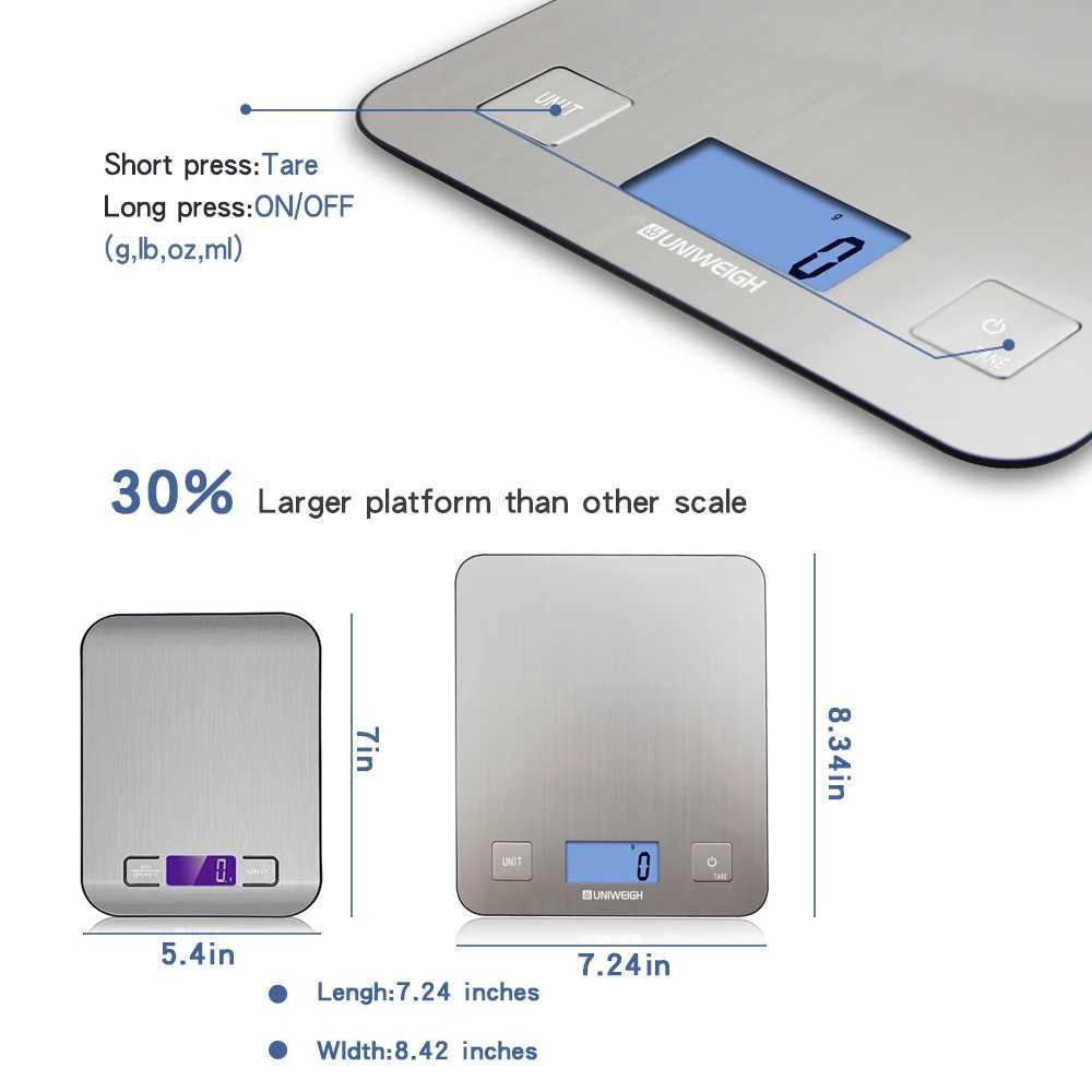 5kg/11lb 0.1oz Digital Kitchen Food Scales Weight Grams and Oz for Weight Loss Cooking and Baking 5 Units with Tare FunctionM240815