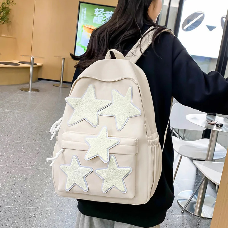 Womens Casual School Backpack Cute FivePointed Star Shoulder Bags For Teenagers Girls Students Large Capacity Laptop Handbags 240814