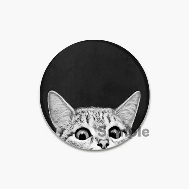 Interesting cartoon hand drawn cat badge half face cat pin tinplate brooch backpack clothing handmade gift accessories W240815