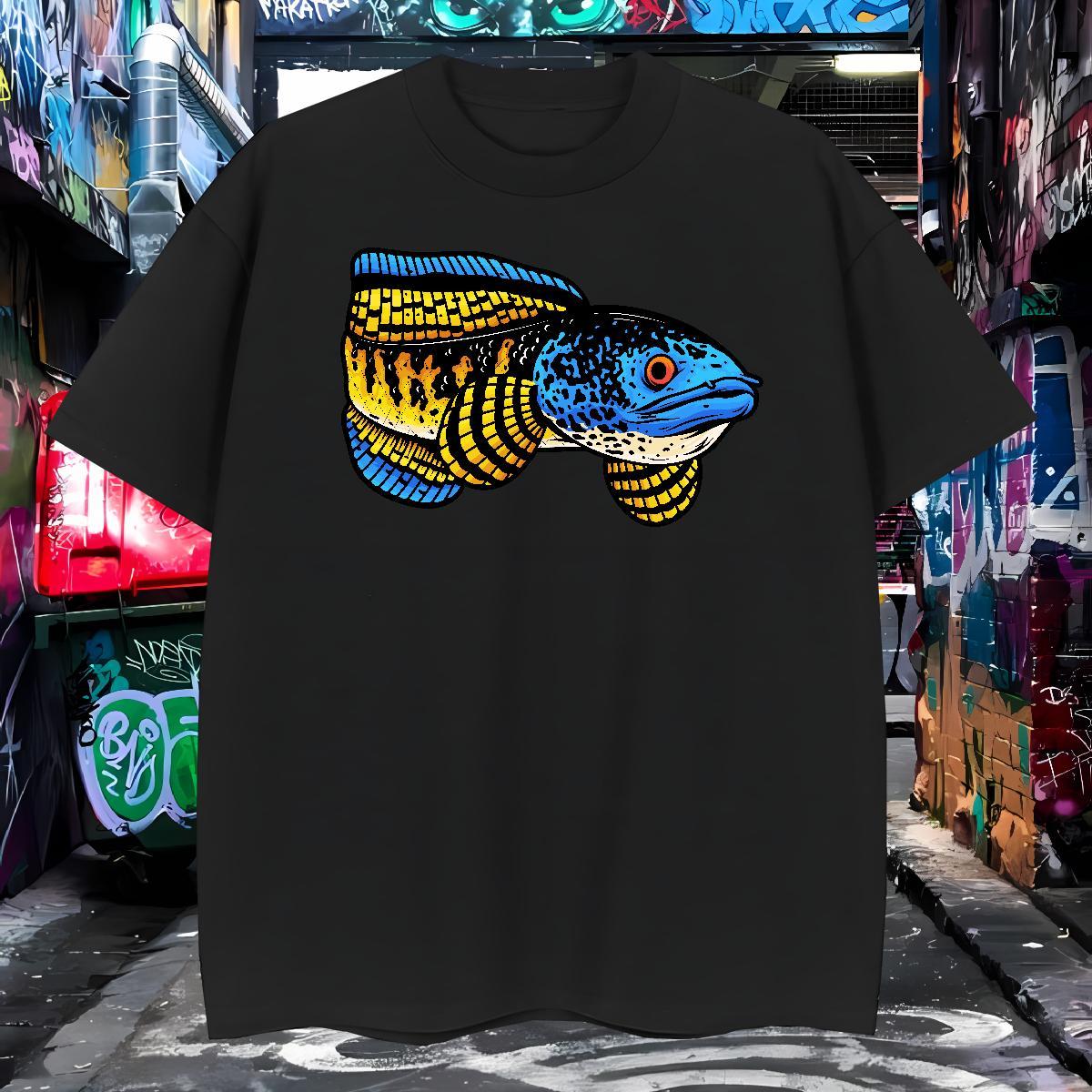 Loose T Shirt For Man fish Round Neck Short Sleeve Street wear Hip Hop Oversized 100% Cotton 230g Men Tops Tees New Designer Tees Shirts