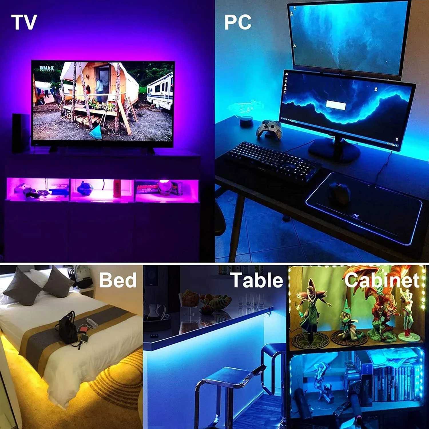 5050 5V Usb Rgb Led Strip Light 5M 10M Ice String Led Tape Band Wifi Bluetooth Led Chain Lighting For Children Room wall Kitchen CL240815